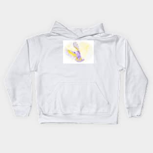 Flying cockatoo yellow and purple - wild bird watercolor painting Kids Hoodie